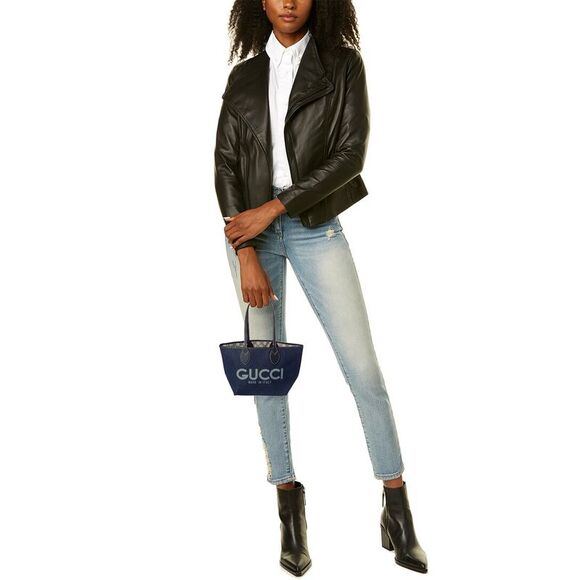 Gucci Totissima Small Reversible Denim & Leather Tote, Blue - Picture 4 of 4